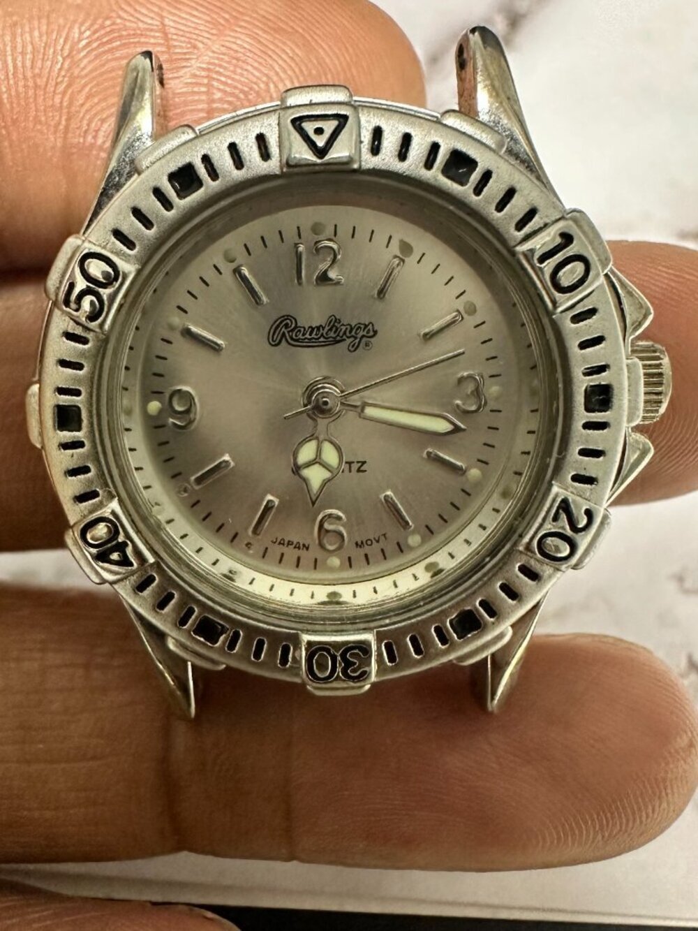 3/$30 Rawlings Watch Men Silver Tone 27MM Case Only No Band New Battery